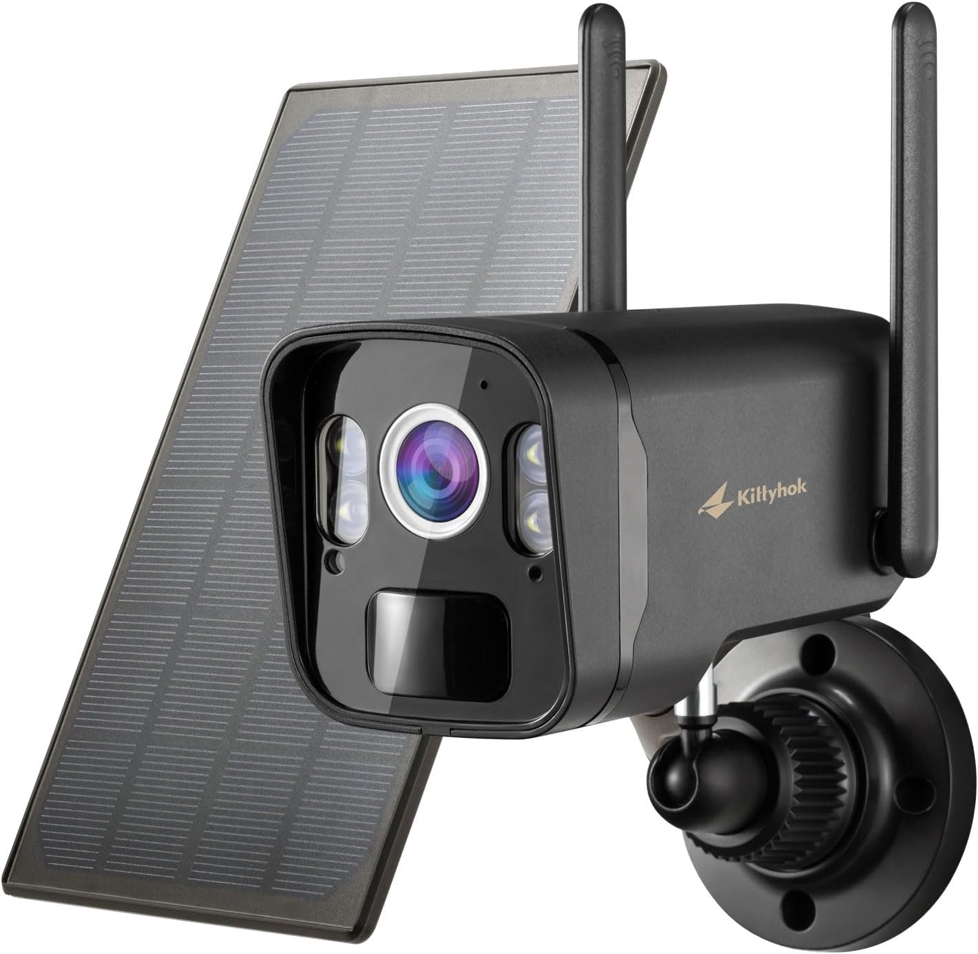 Kittyhok 2K Solar Security Camera Outdoor, 4MP Black FHD Wireless Security Camera, Solar Powered, Forever Power, Smart Detection, Night Vision, Spotlight, Weatherproof for Home Surveillance Kittyhok 2K Solar Security Camera Outdoor, 4MP Black FHD Wireless Security Camera, Solar Powered, Forever Power, Smart Detection, Night Vision, Spotlight, Weatherproof for Home Surveillance
