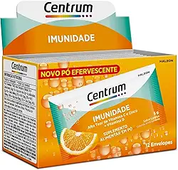 Centrum Imunidade Multivitaminico em Sachê, com Vitamina C, Vitamina D e Zinco, Sabor Laranja, 12 Unidades Efervescentes
