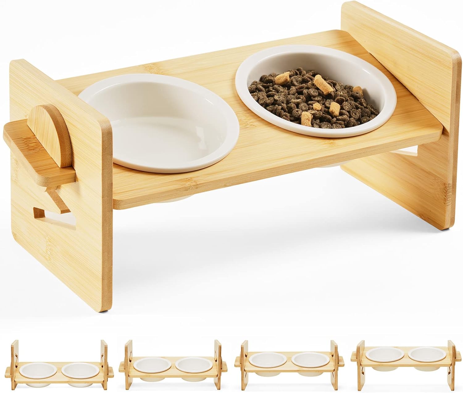 HICC PULE Elevated Tilted Pet Bowls for Cat & Small Size Dogs, Ceramic Raised Cat