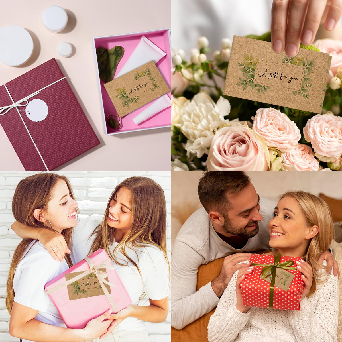 50 juegos de certificados de regalo para negocios, tarjetas de regalo de papel kraft en blanco con sobres, regalos para salones, restaurantes, spa, matrimonio, cumpleaños, clientes de 11.8 x 3.9