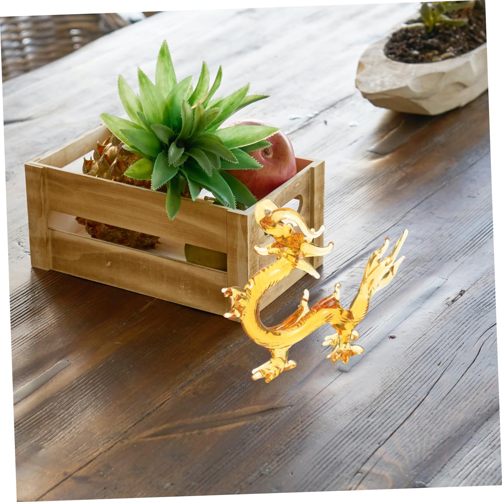 Escultura de dragón de Cristal, Figura de Escritorio Mediana ámbar, Adorno de dragón Chino, decoración del hogar, Coleccionable Feng Shui