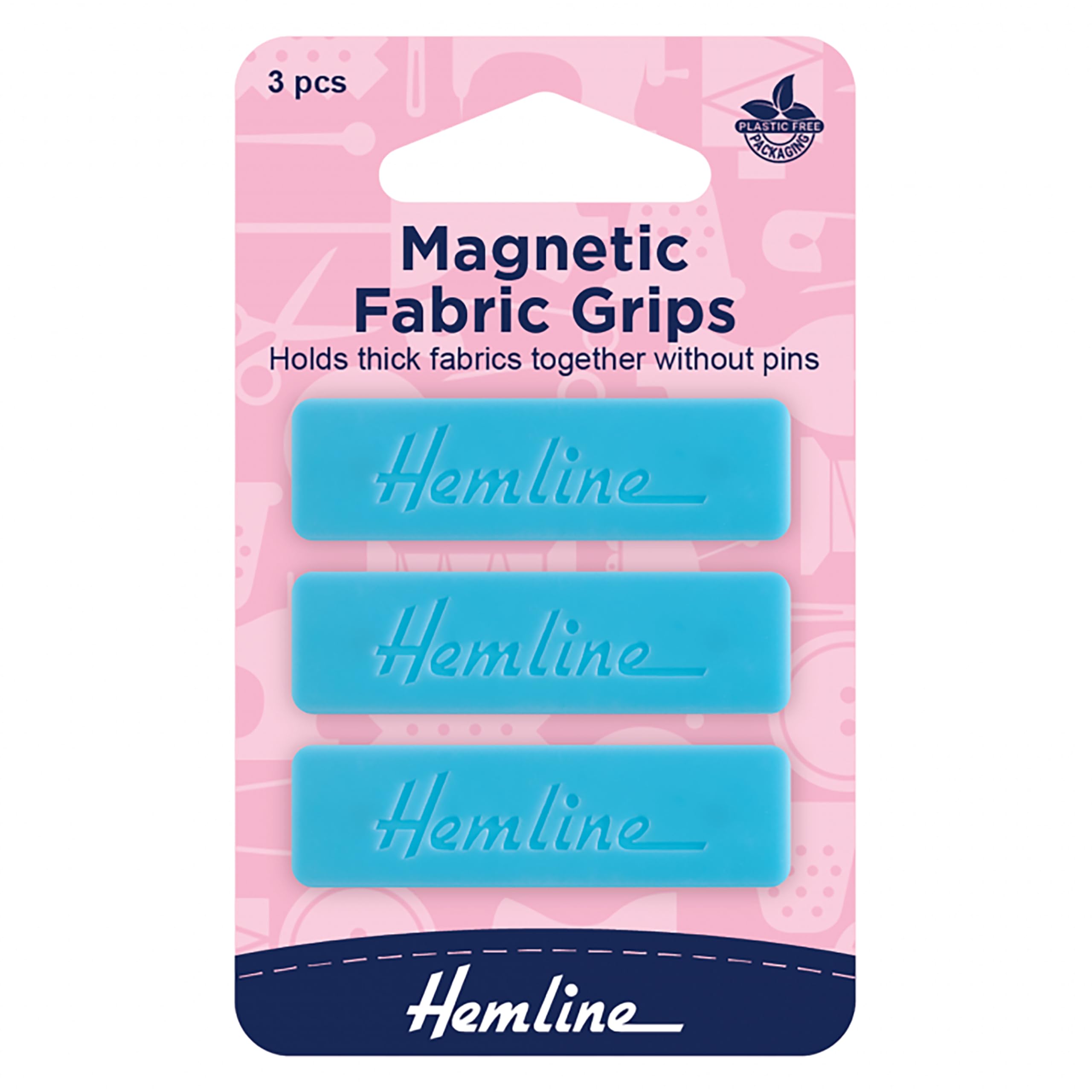 Hemline Magnetic Fabric Grips - Holds Thick Fabrics Together Without Pins - 3 Pieces