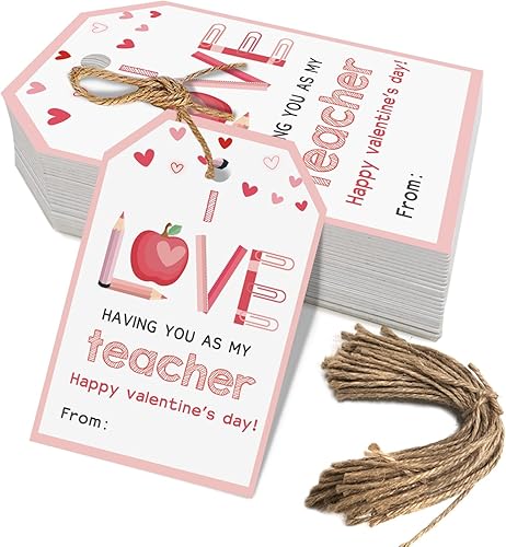 Etiquetas de regalo de feliz día de San Valentín, etiquetas de regalo de San Valentín con cuerda para fiesta temática dulce o día de San Valentín,