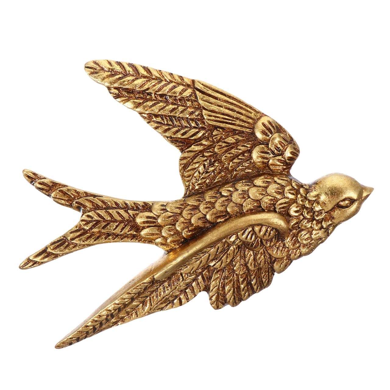 DOITOOL Swallow Wall Art Bird Decor - 3D Gold Ornaments for Home Bedroom Living Room Office - Resin Flying Sculpture Hanging Decoration - Small Vintage Animal Mounted Plaque