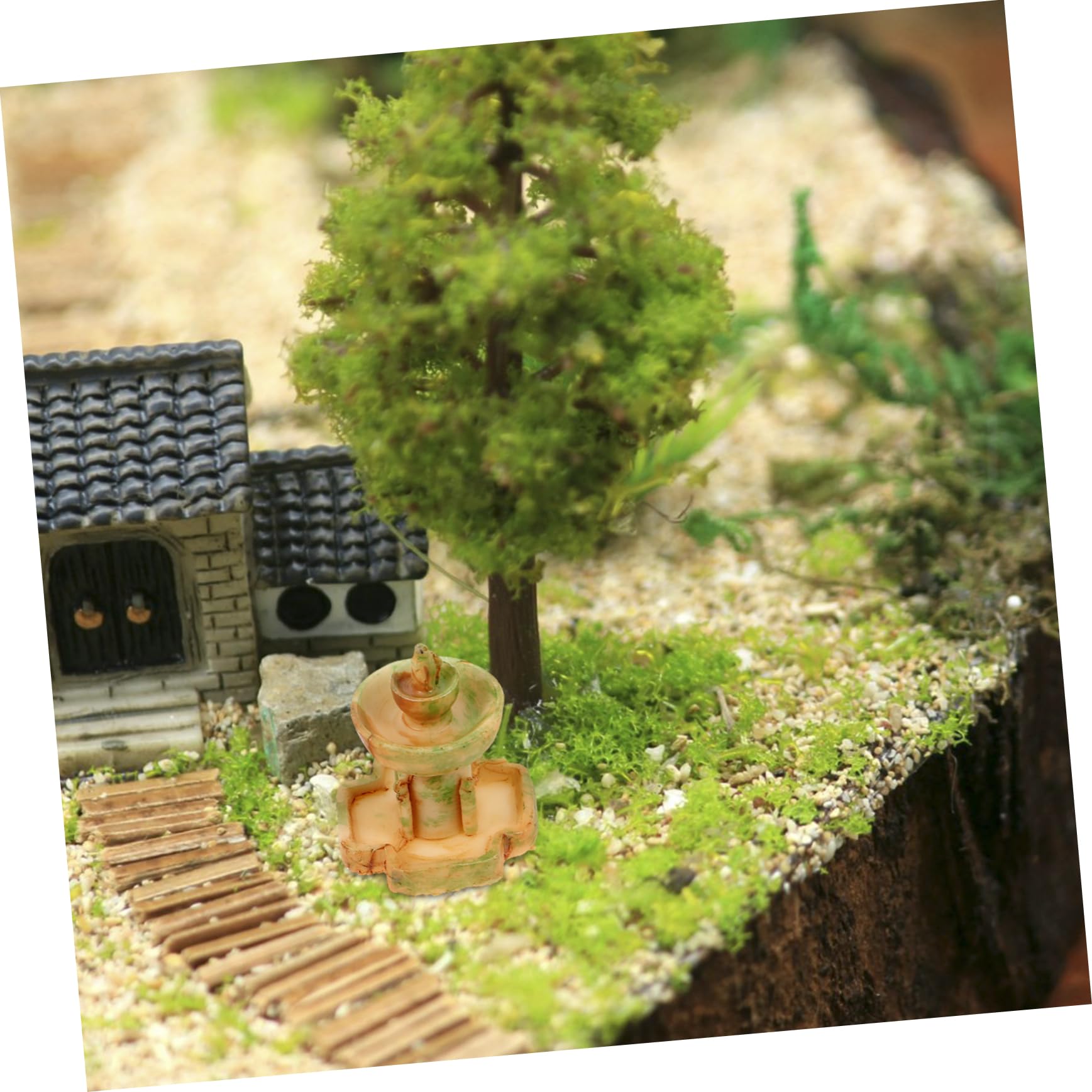 ROMISBABA 3Pcs Miniature Fountain Decor Simulation Water Feature for Micro Landscape Garden Table Decoration Serene Home Aesthetic Resin Adornments