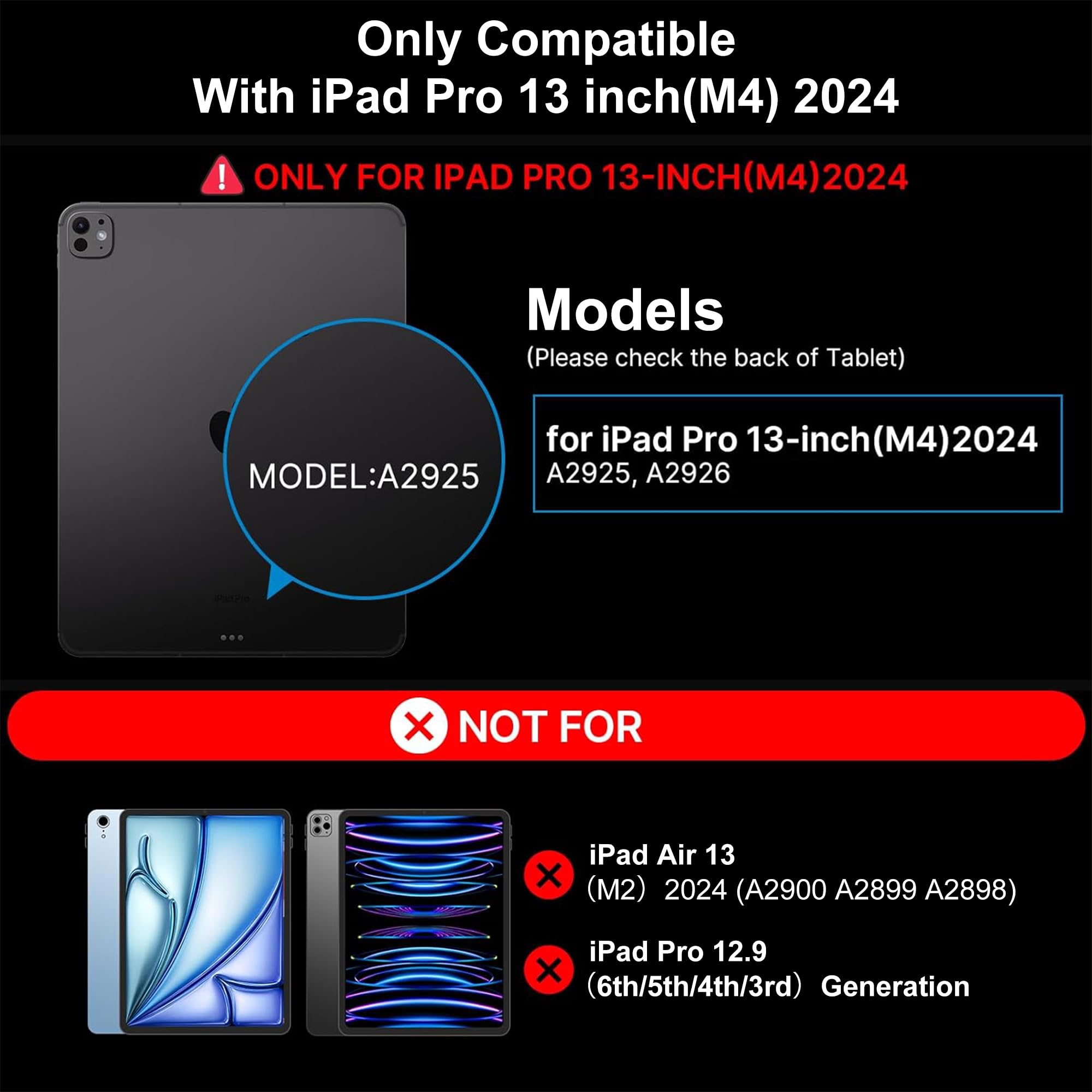 KVAGO Keyboard Case for iPad Pro 13 Inch (M4) 2024, Detachable Bluetooth Keyboard - Auto Wake/Sleep - Slim Folio Cover with Pencil Holder - Keyboard Case for iPad Pro 13 M4 2024 - Space Black