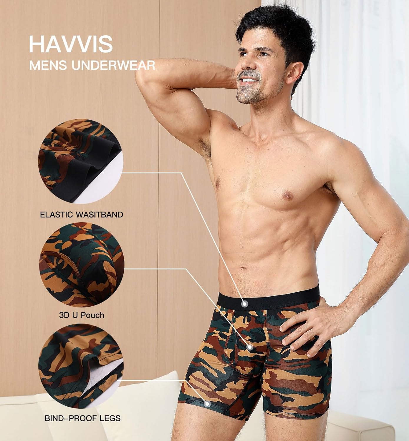 HAVVIS Men's Performance Underwear Boxer Briefs Soft Comfortable Bamboo Viscose Underwear for Men Multipack - Image 3