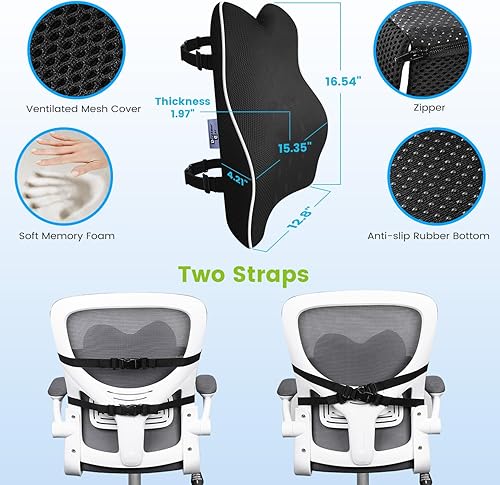 Miniatura 7 de Almohada de apoyo lumbar para silla de oficina, almohada de apoyo de respaldo para silla, automóvil, sillón reclinable, almohada lumbar de espuma