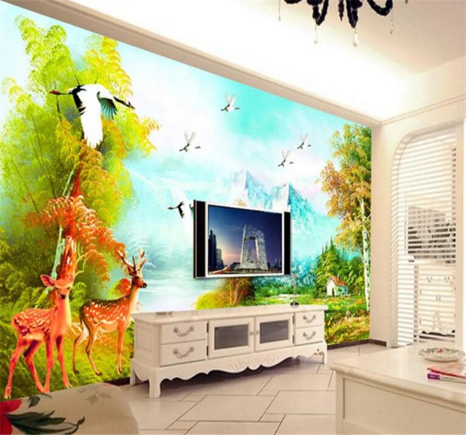 Xlming 200Cm×140Cm(B×H) Fresh Romantic Beautiful Fairy Tale Scenery 3D Wallpaper Luxury Home Dining Decor Paste Sofa Living Room The Wall For Bedroom Mural-200Cm×140Cm