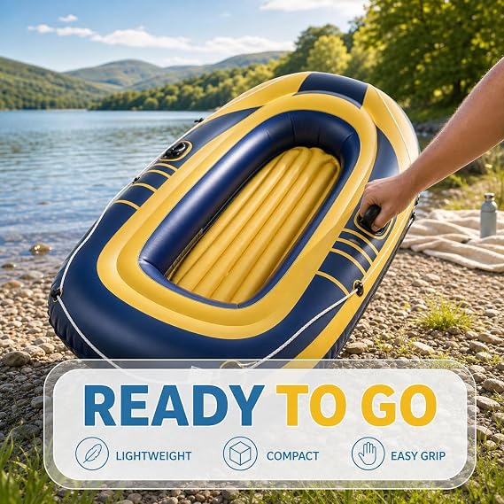 Inflatable Boat for Fun, Portable for Outdoor Enthusias, 230cm Double Boat + Hand Pump