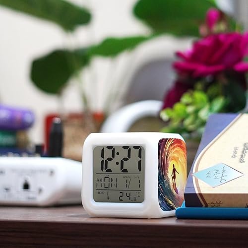 Miniatura 6 de Surfer Wave Luz del sol Cambio de Color Reloj LED Digital Reloj de noche para oficina en casa