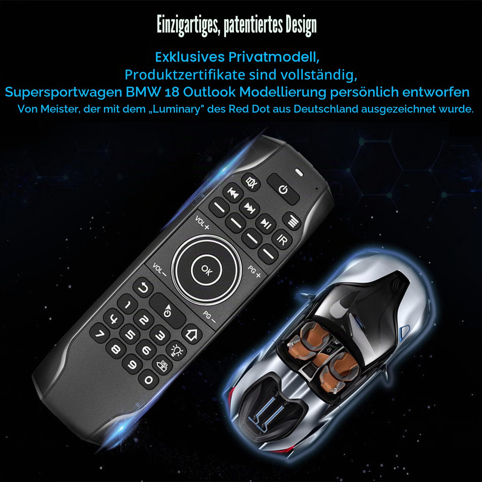 VBESTLIFE Sprachfernbedienung, Air Mouse Tastatur Bluetooth Air Fernbedienung, für TV Box Computer Smart Television(G7BTS Bluetooth-Version ohne Empfänger)