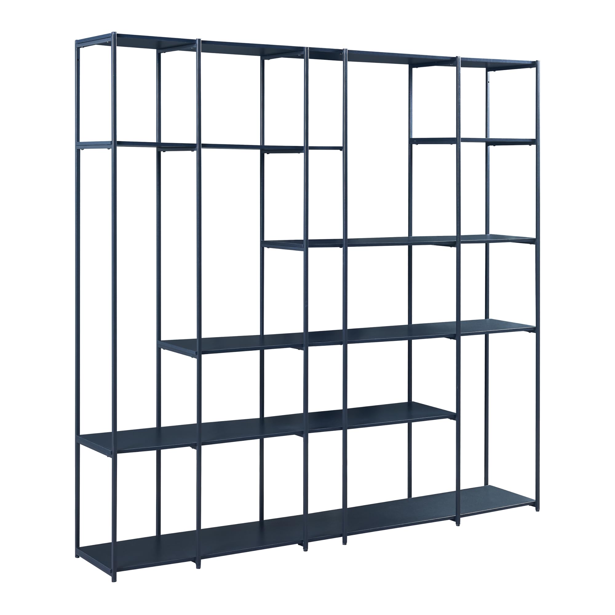 [en.casa] Scaffale da Terra Libreria con Ripiani Aperti Mobile Espositore per Casa Ufficio Negozio Scaffale Divisorio per Open Space 180 x 180 x 33 cm Nero