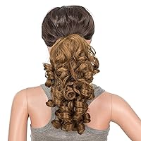 Vista 2 de SWACC - Extensiones de cola de caballo de 12 pulgadas con clip de pinza, cabello sintético rizado