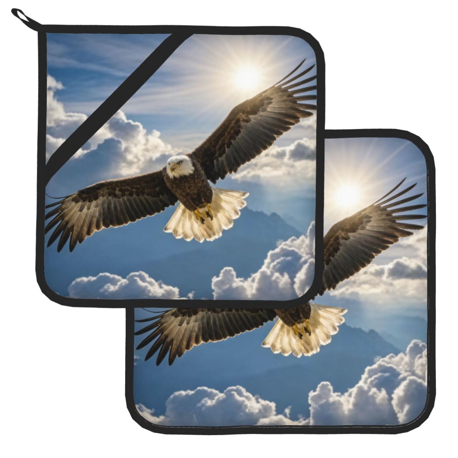 Pot Holder Set of 2 Heat Resistant Kitchen Potholders Eagle Pot Holders Kitchen Trivets with Hanging Loops Washable Oven Hot Pads for Cooking Baking BBQ