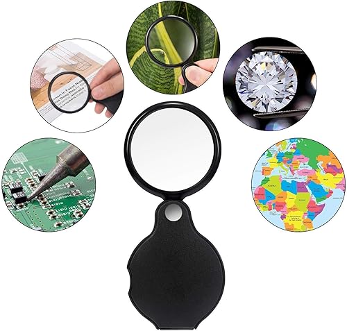 Miniatura 5 de Microscopio ajustable de bolsillo de KINGMAS con aumento de 60x para joyeros y numismática con luz LED y UV A 1 paquete