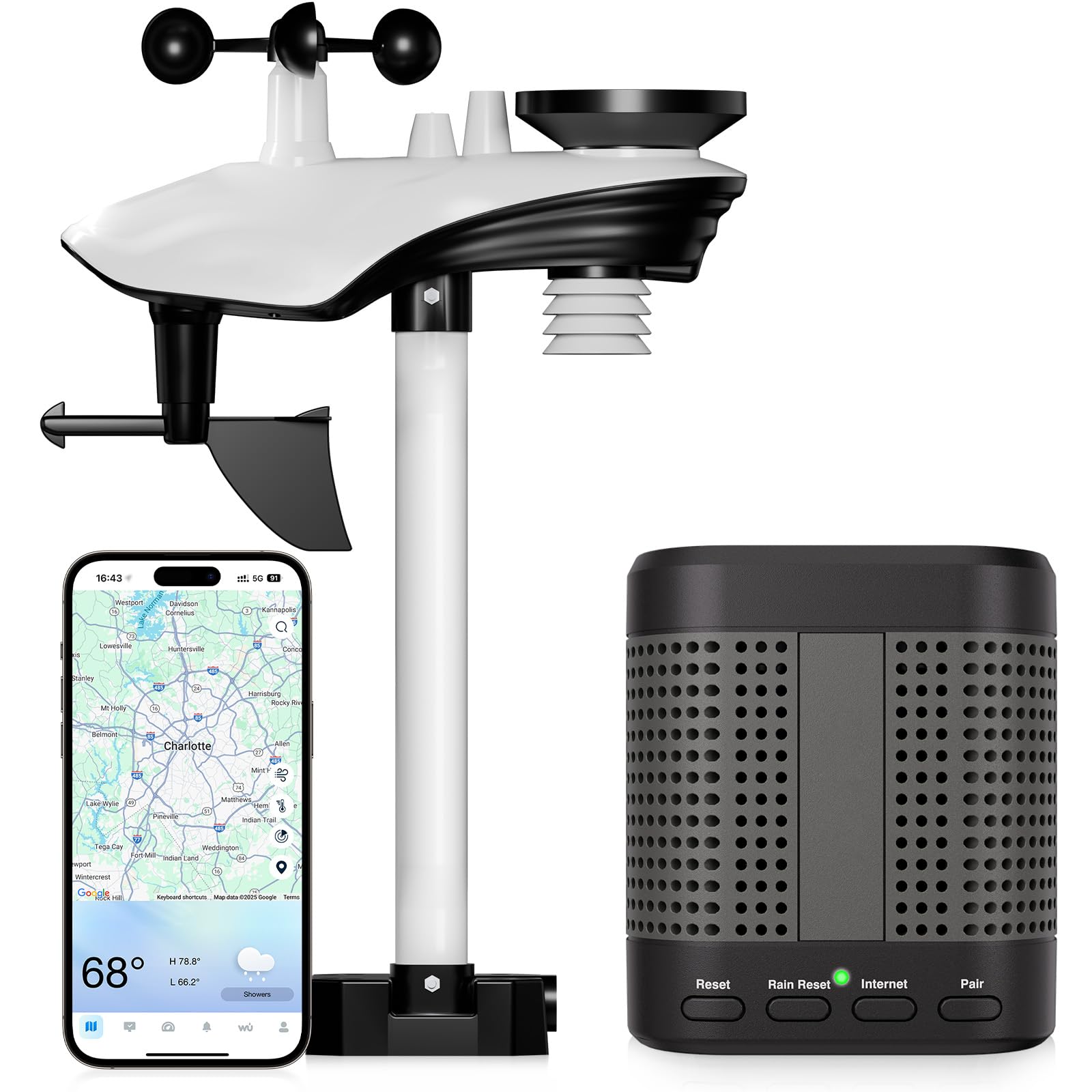 WiFi Weather Station with Weatherseed AI 24H/7D Forecast, Indoor Outdoor Thermometer Hygrometer Barometer, Wireless Rain Gauge Wind Speed/Direction Sensor, 2-Year Cloud Data Storage-image-24