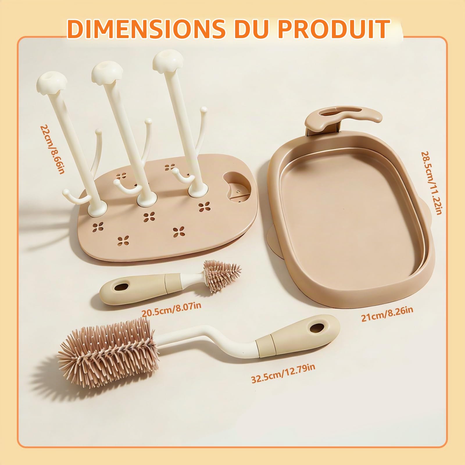 Egouttoir Biberon Bebe avec Goupillon Biberon,Amovible Séchoir pour Bébé Bouteilles Utilisé pour Sécher Les Biberons et Les Tétines