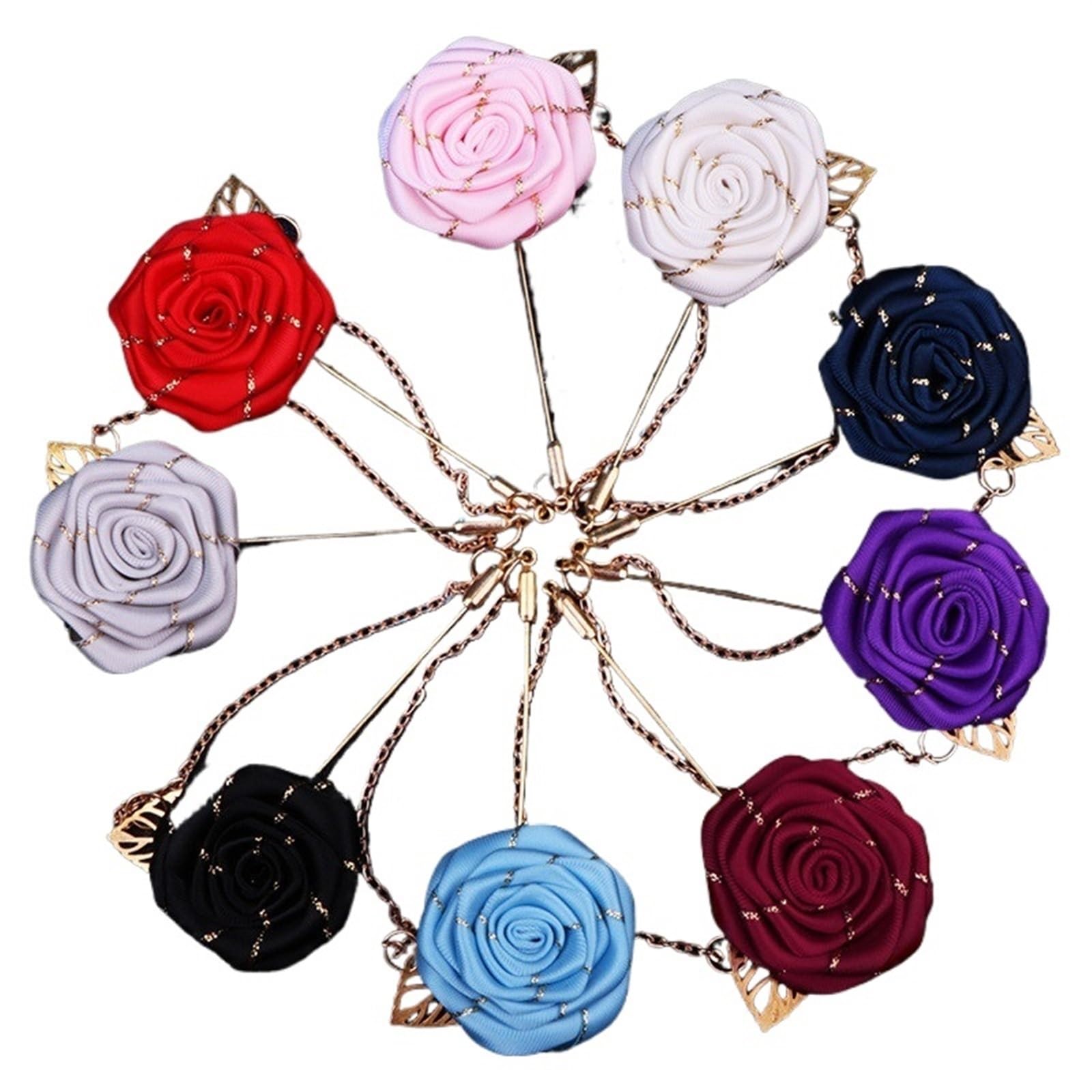 Hochzeit Corsage 10 STÜCKE Groomsmen Boutonniere Hochzeit Corsage Bräutigam Brosche Pins Seide Rose Blume Bräutigam Revers Pin Männer Anzug Hochzeit Zubehör(Grey)