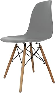 La Silla Española - modelo Laredo - silla de estilo nórdico - asiento en simil y patas en madera - gris - 47x42x83cm - 1 unidad