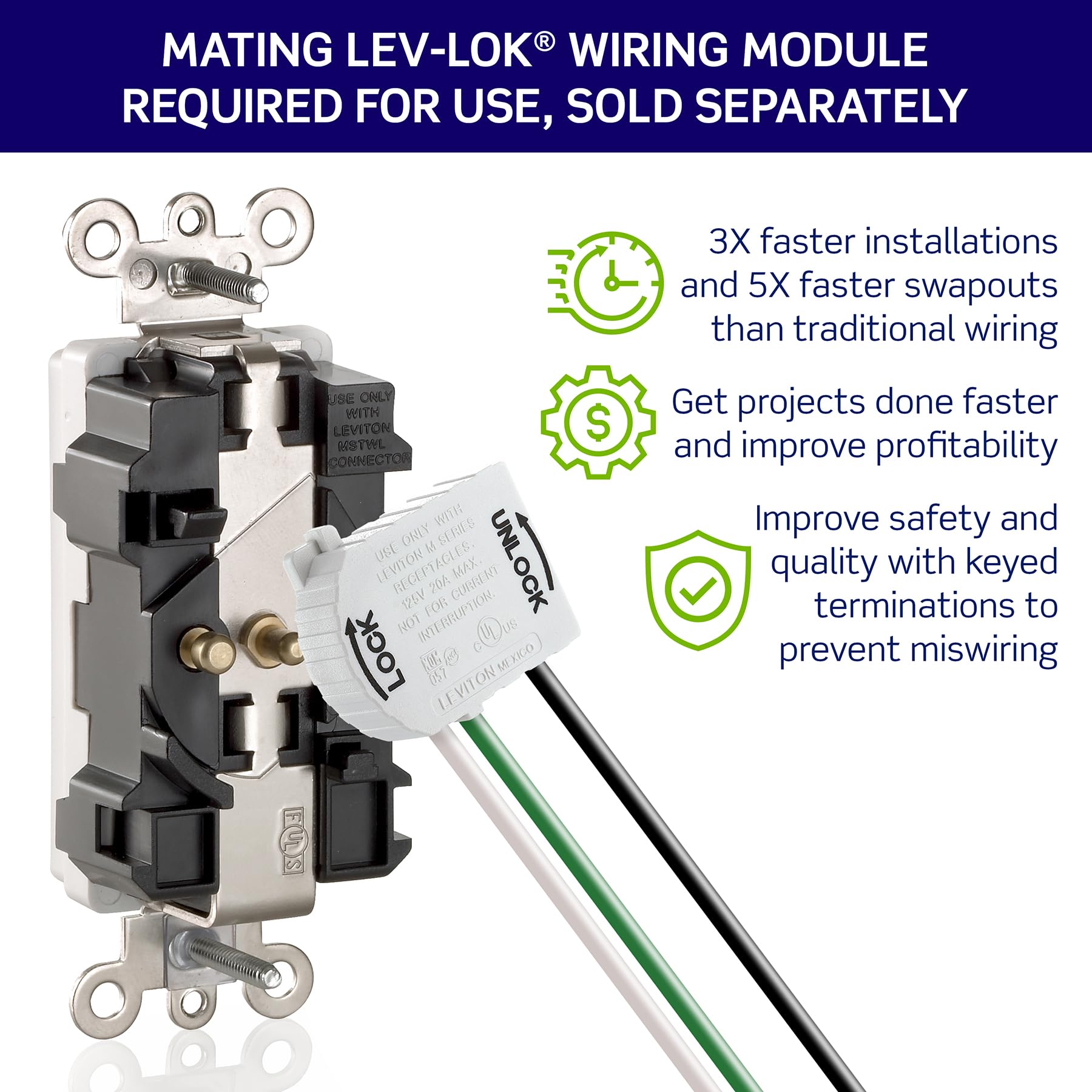 Amazon.com: Leviton Lev-Lok Modular Wiring Device, 20-Amp, 125