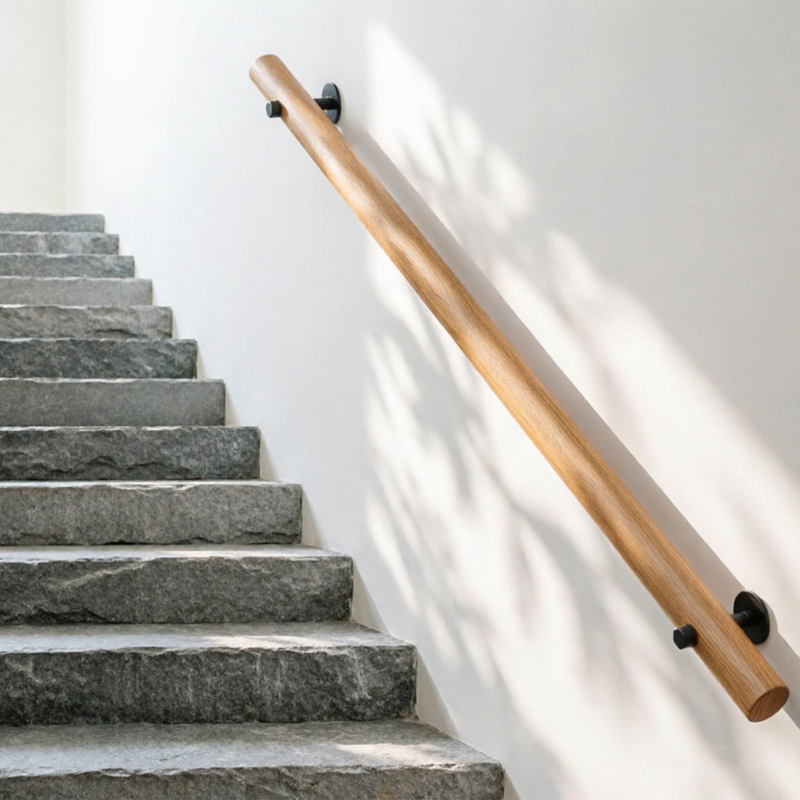 Non-Slip Staircase Handrail 1ft/2ft/3ft/4ft/5ft Wall-Mounted Indoors Outdoor Railing Hallways Stair Wooden Banister(10ft/300cm)
