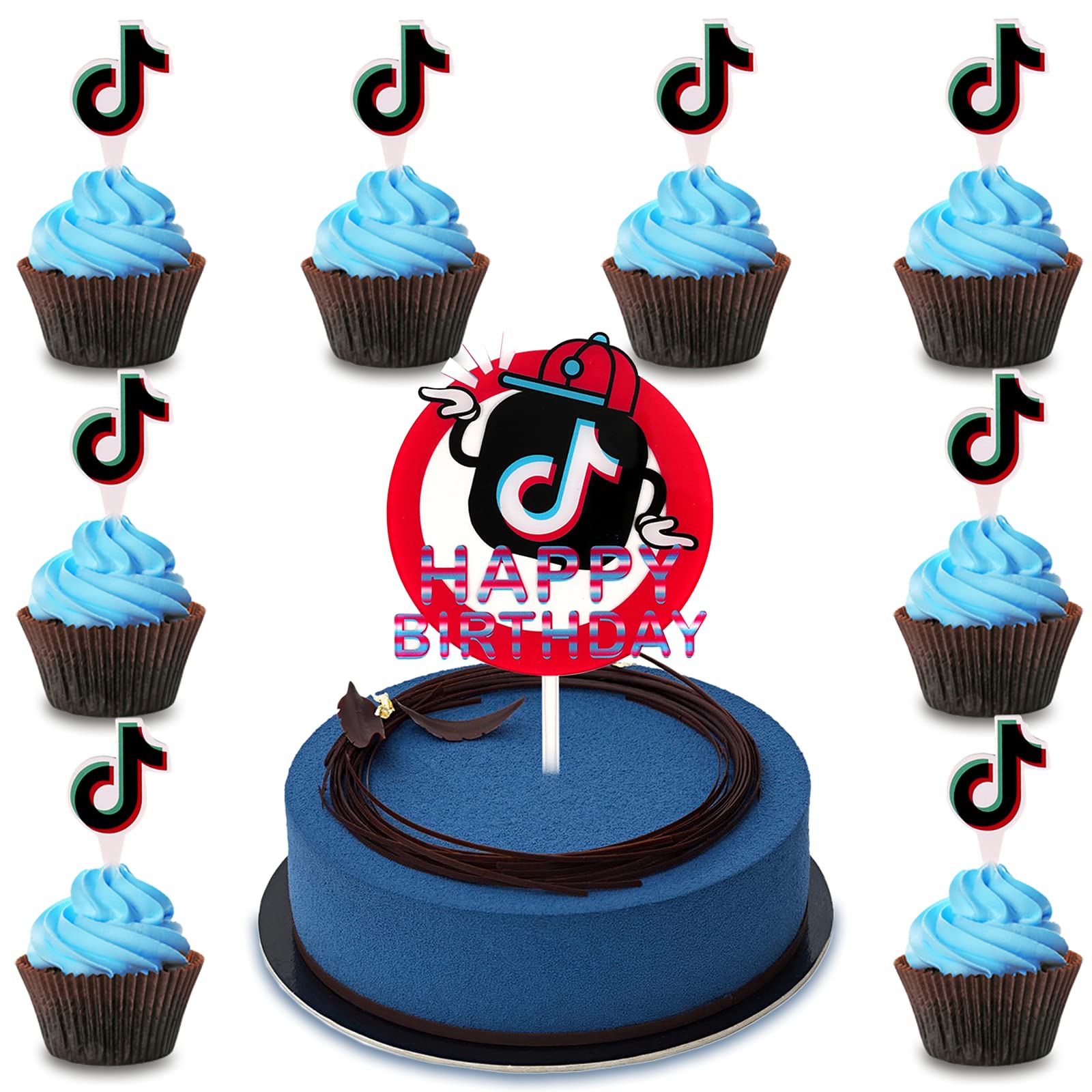 Buy Music Themed cake topper Happy Birthday Cake Topper+20 Pcs Hot