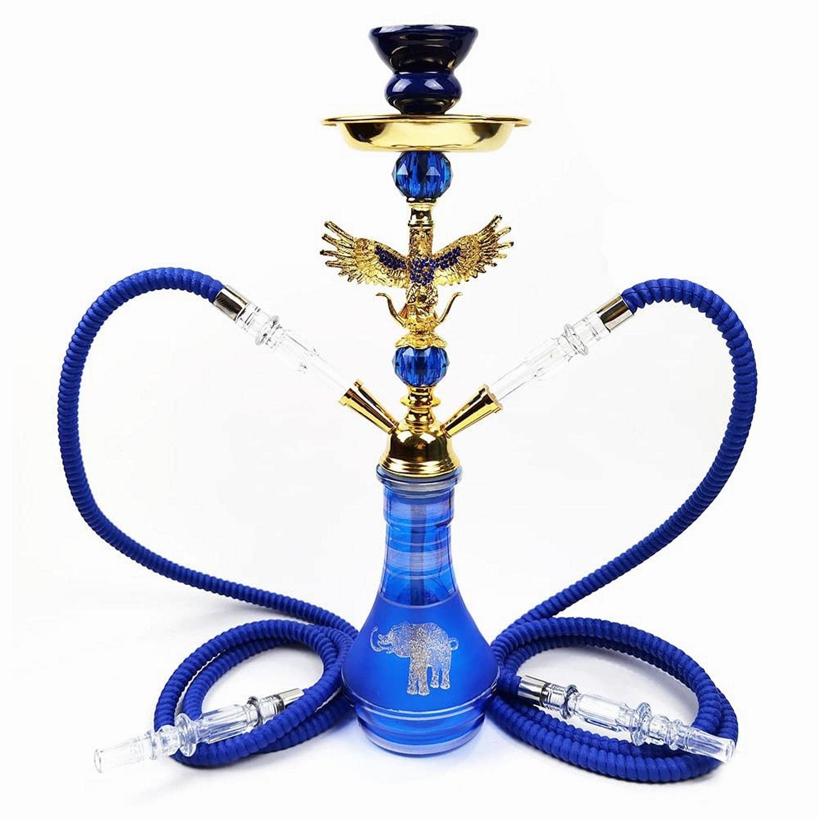 20" Shisha-Set Shisha-Combo-Kit Set 2 Schläuche Shisha-Kit mit stabilem Glastank Shisha-Schlauch Shisha-Schale aus Ton Einfach zu demontieren und zu reinigen