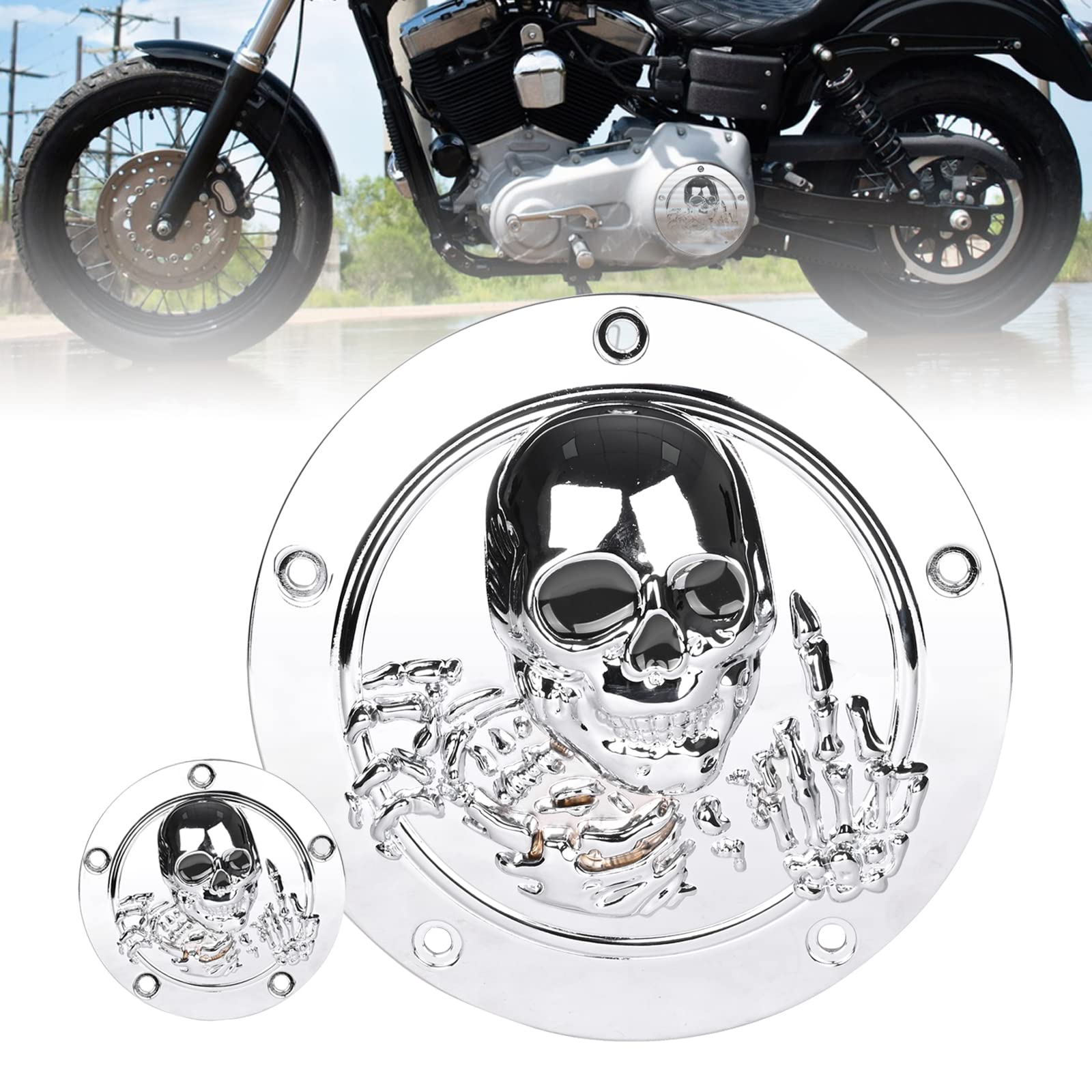 Goldfire 5 Hole Derby Timer Cover and Points Covers Fits for Harley 1999-2014 Big Twin Cam Touring Road King Electra Glide FLHR FLHX FXST Dyna (3D