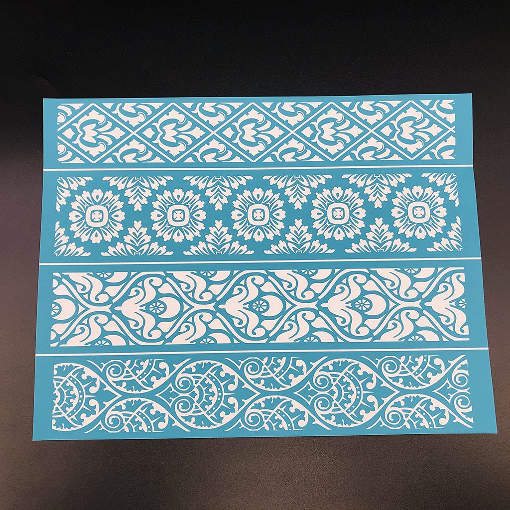 YPBEW Vintage Lace Self Adhesive Silk Screen Printing Stencil Mesh Transfers Shirt Knitting Hook Set