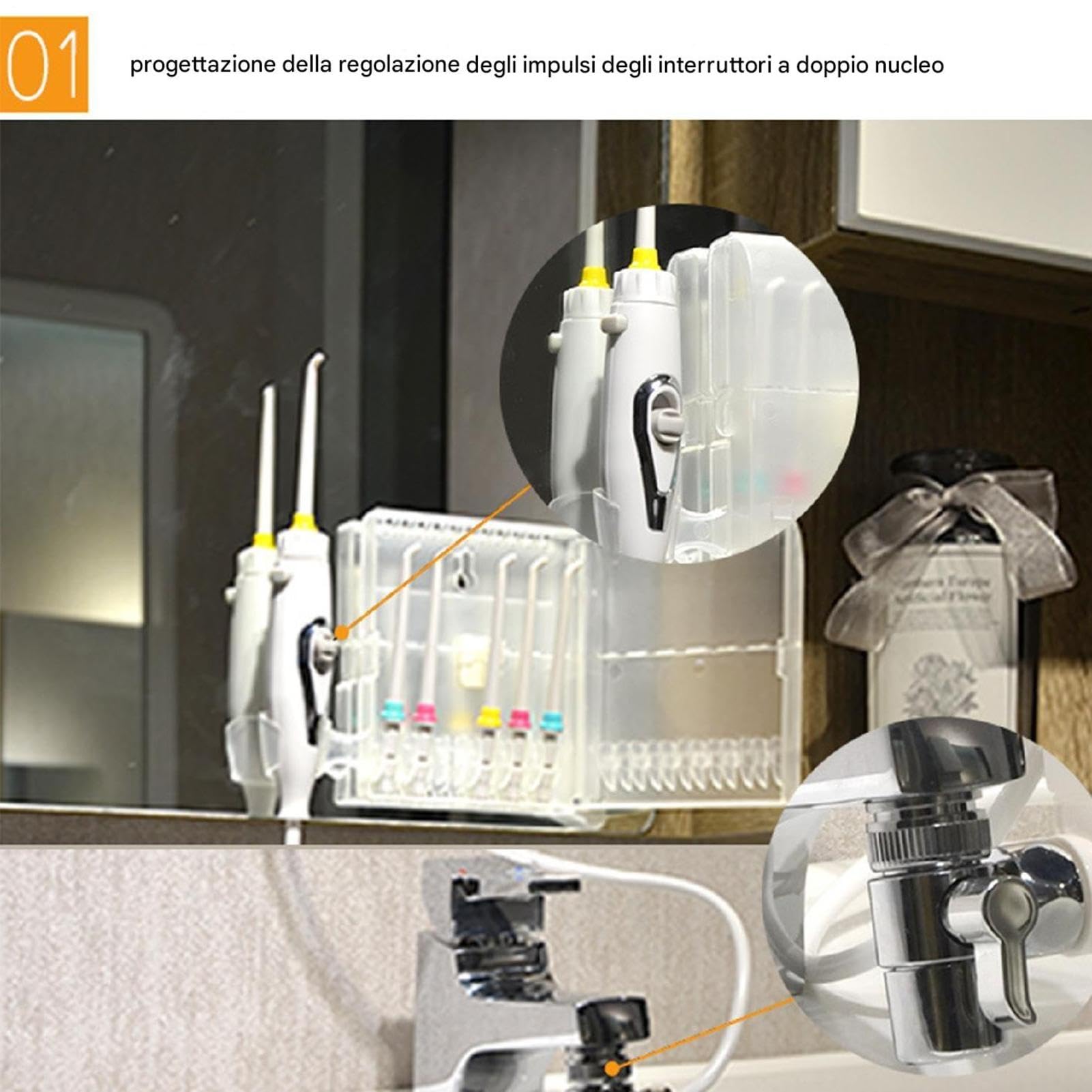 Irrigatore Orale Con Rubinetto - Idropulsore A 6 Ugelli, Dispositivo Per La Pulizia Dentale Non Elettrico, Detergente Per Denti A Flusso, Attrezzatura Per L'igiene Orale Sicura A Lunga Durata | Utiliz