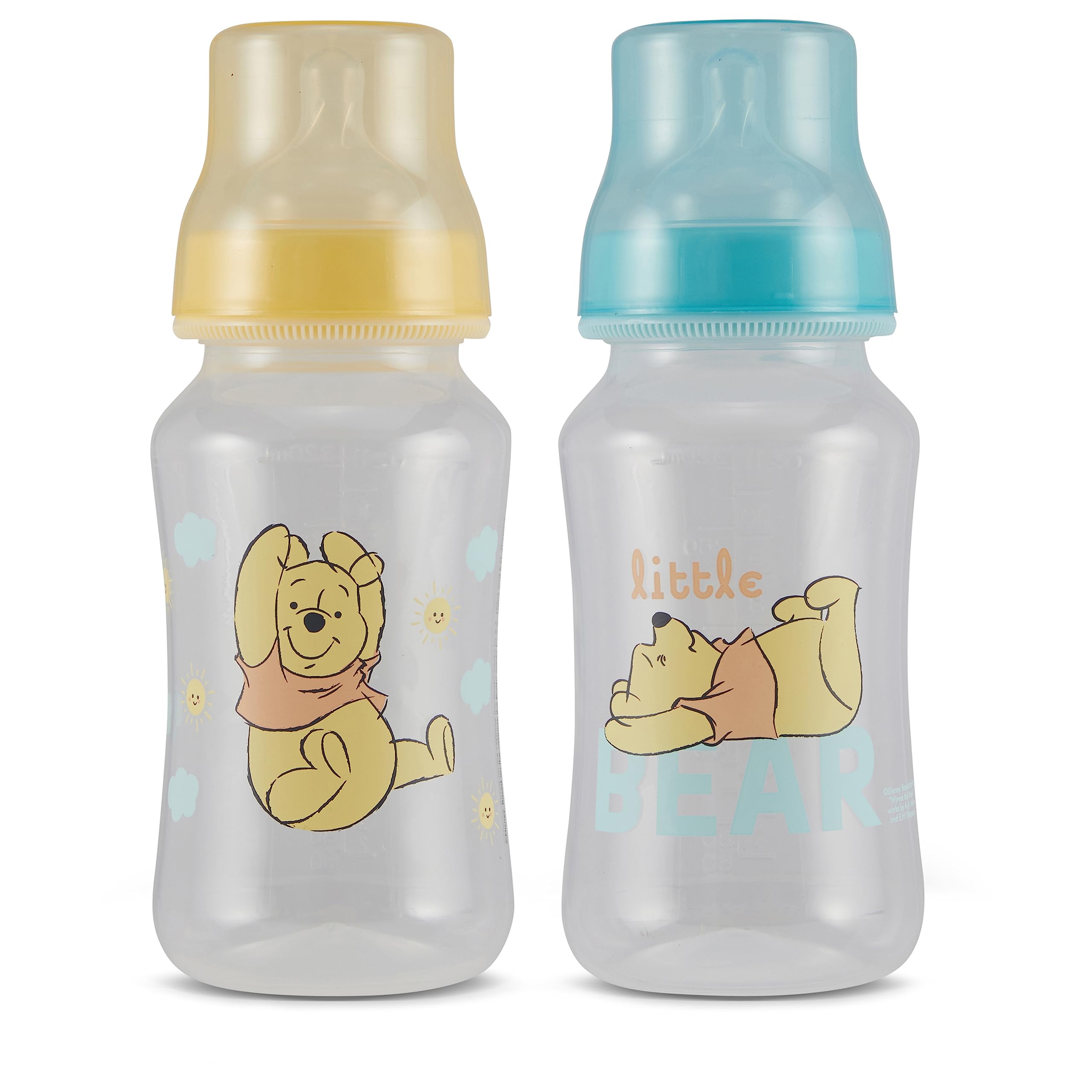 Disney Winnie Puuh Babyflaschen, 325 ml, für Jungen und Mädchen, Sanduhr-Flaschen für Neugeborene und alle Babys, BPA-freie Kunststoff-Babyflaschen für Babypartys