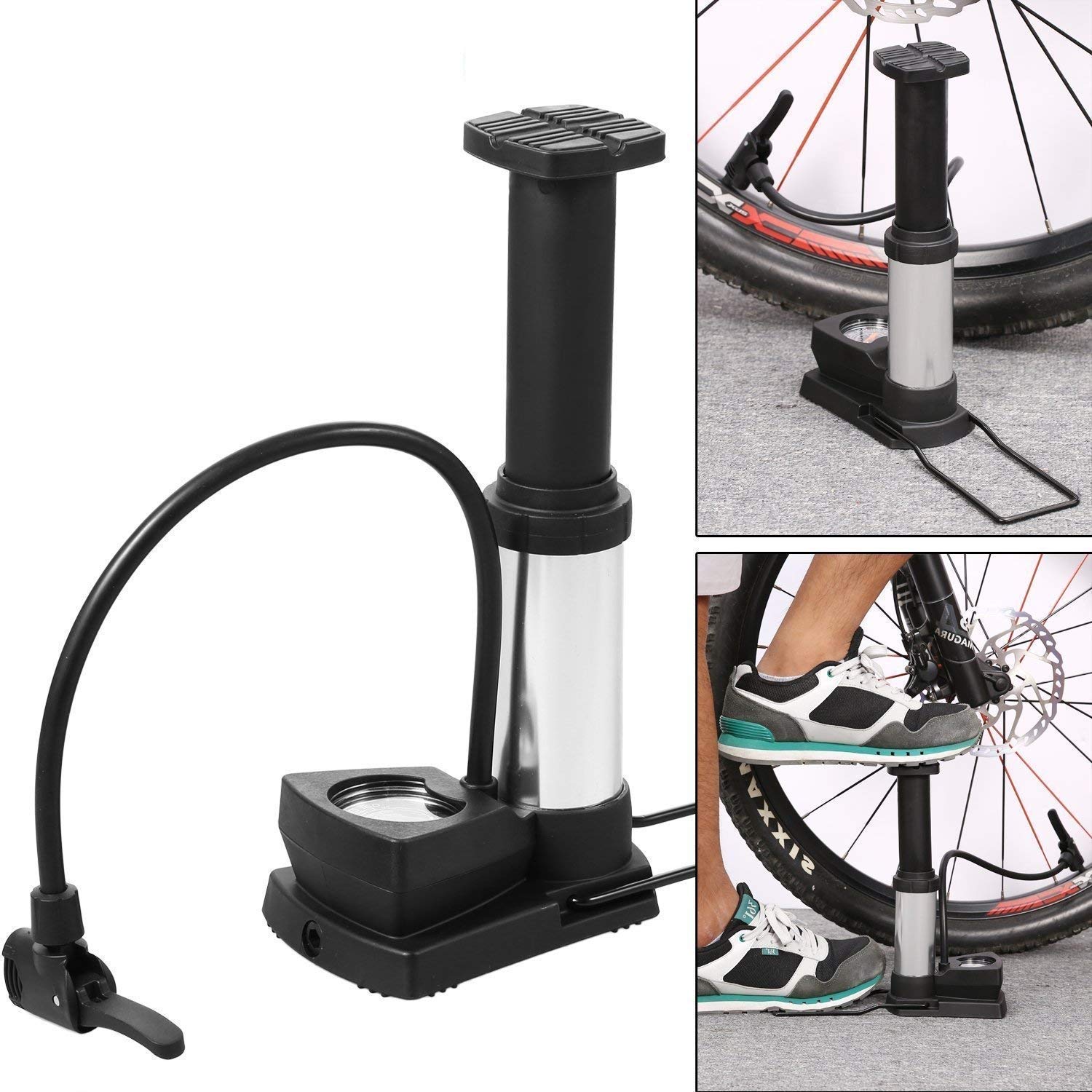 Swastik Protable Foot Activated Floor Pump with Gauge Floor Bicycle Floor Pumps