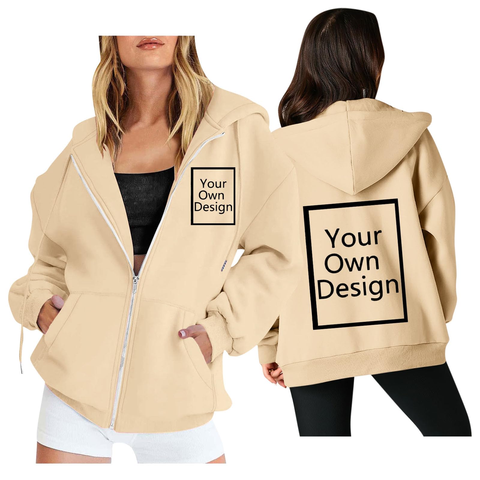 Custom Jackets Design Your Own Full Zipper Hooded Sweatshirt Custom Sweatshirt T Shirts Add Your Own Text or Picture