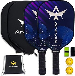 Aniviia Pickleball Paddle Racket Set of 2 - USAPA Approved | JAPAN TORAY (T700S) Carbon Fiber, Thick 16mm Core, Polypropylene Honeycomb Core | 2 Outdoor Balls, 2 Neoprene Covers, 2 Overgrips and 1 Bag