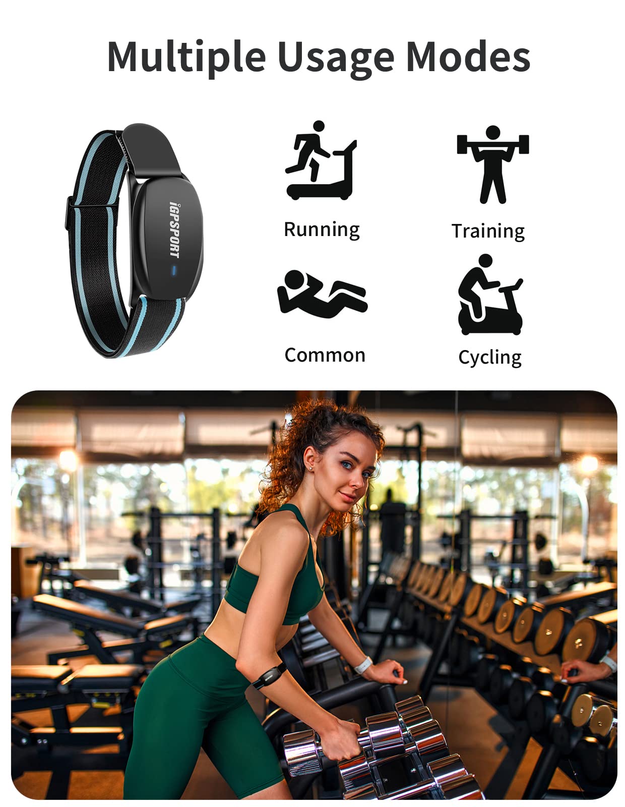 iGPSPORT HR70 Cardiofrequencemetre au Bras, Brassard Cardio IPX7 Étanche Bluetooth Ant+ Ceinture Cardio Idéal pour Le Vélo Jogging Yoga Fitness