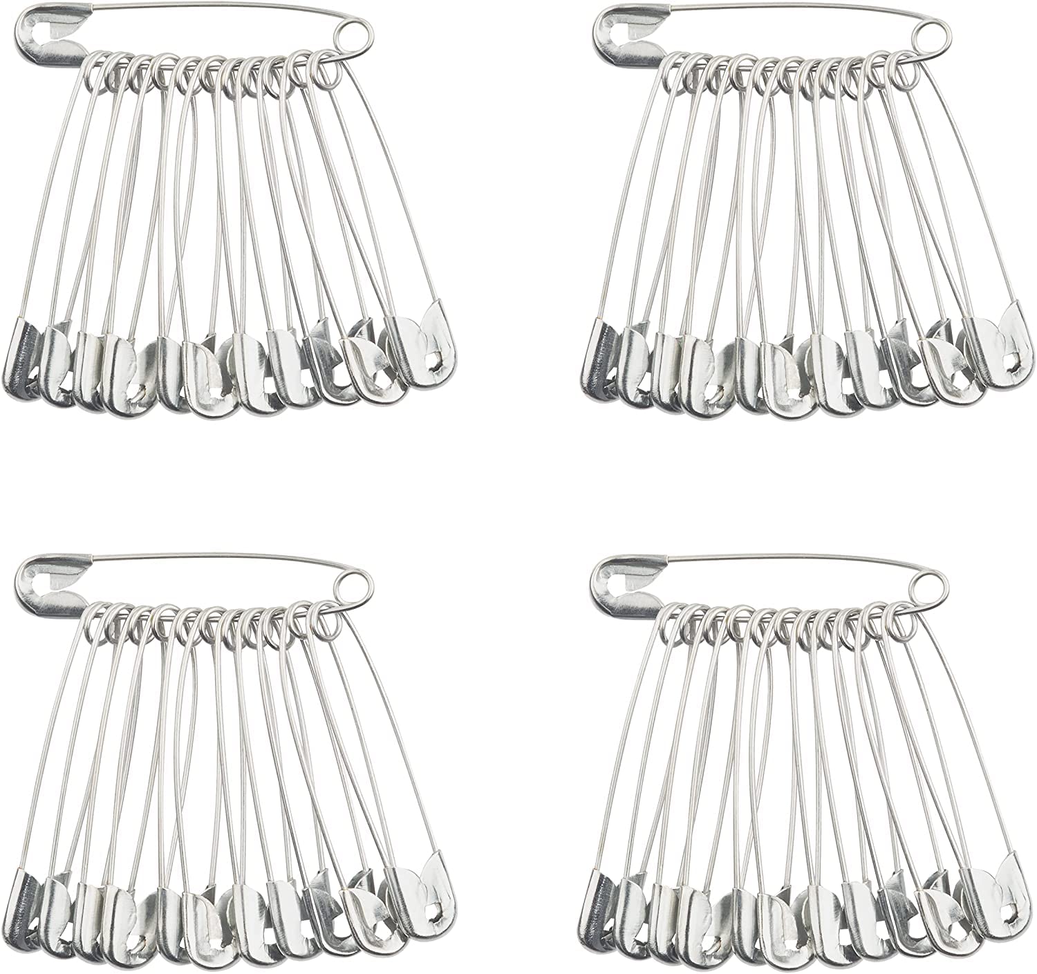 55mm Safety Pins, Pack of 48, Nickel Plated, Clothes Arts Crafts Sewing Hemming Textile Fabric Baby Clothing