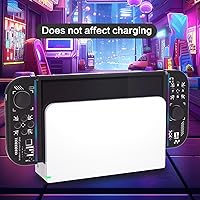 Vista 6 de ECHZOVE Protective Case Compatible with Nintendo Switch OLED,Switch OLED Hard Black Cover Case with Thumb Grip Caps and Screen Protector - Black