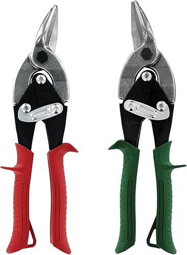 MIDWEST - Juego de franjas de aviación, tijeras de corte de estaño regulares de corte izquierdo y derecho con hoja forjada y agarres cómodos