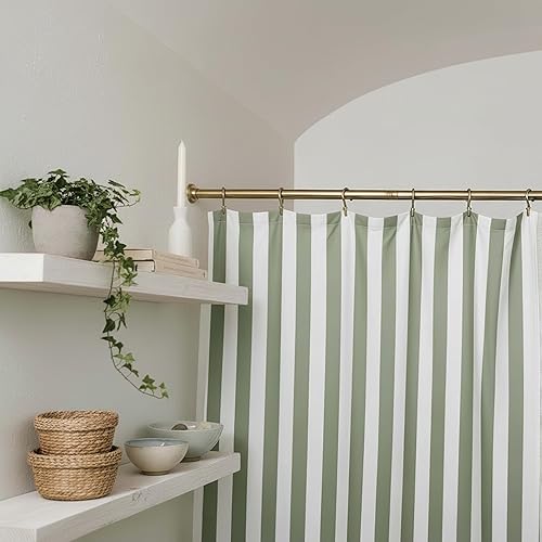 Miniatura 8 de KIBAGA Hermosa cortina de ducha bohemia a rayas para tu baño, elegante cortina verde salvia de 72 x 72 pulgadas que se adapta perfectamente a