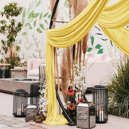 Miniatura 5 de LINXTAR 1 panel de cortina amarilla para arco de boda, 6 yardas de largo y 30 pulgadas de ancho, cortinas de arco de boda para decoración de fiesta