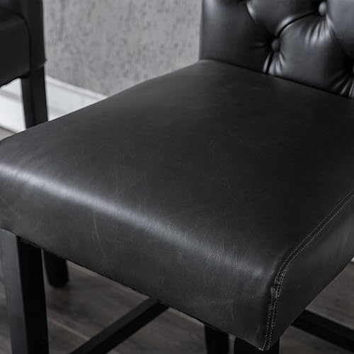 Miniatura 6 de chairus Juego de 2 taburetes de bar de altura de mostrador, modernos de mediados de siglo, de 26 pulgadas, con botón tuted en la espalda, cómodos,