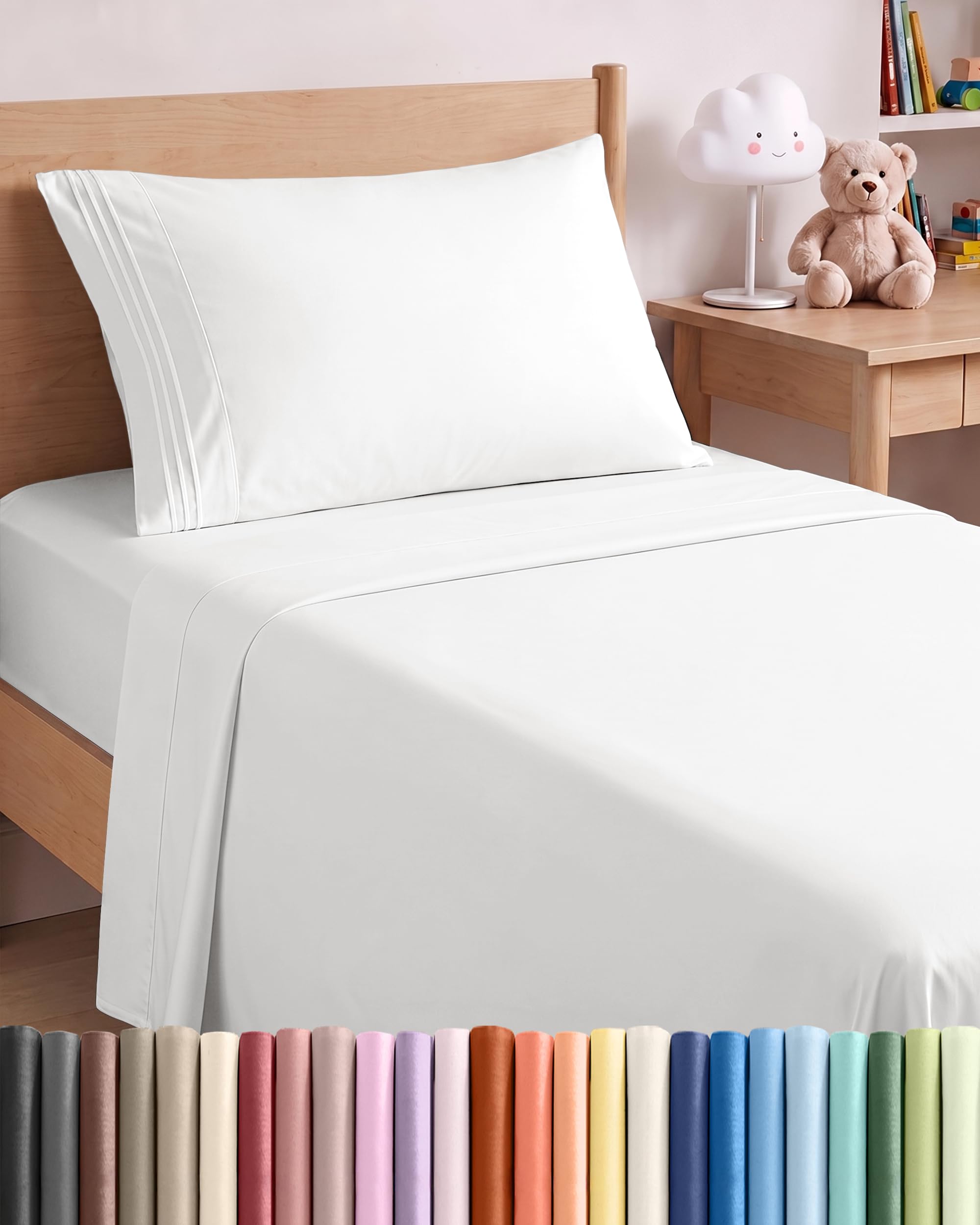 CGK Unlimited Twin Size 3 Piece Sheet Set, Comfy Breathable & Cooling Sheets, White