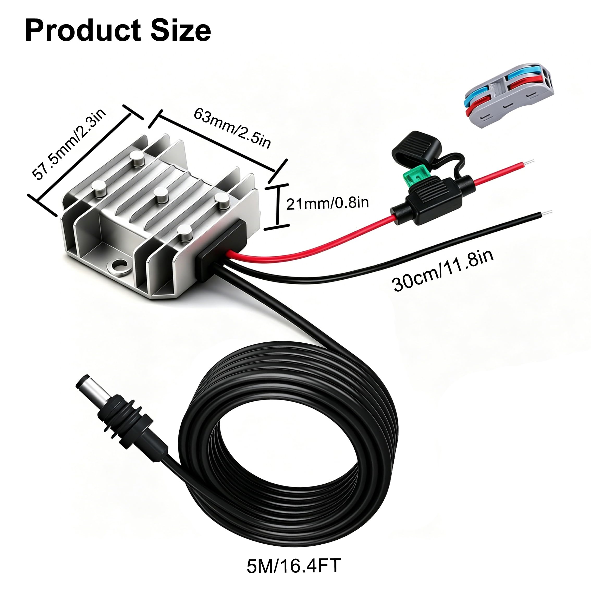 for Starlink Mini Power Supply Cable 12V 24V to 30V 3.5A DC Step Up Converter, 16.4FT/5M 9V–28V Input IP68 Waterproof Adapter Cable for RV Camping Battery Pack Boat(DC Power Cord for Starlink Mini)