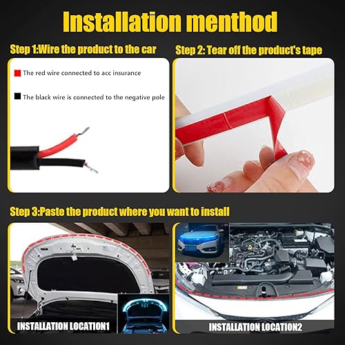 Miniatura 3 de Tira de luces LED para capó de automóvil faros delanteros flexibles de 70 pulgadas impermeables exteriores luz LED para automóvil camión blanco