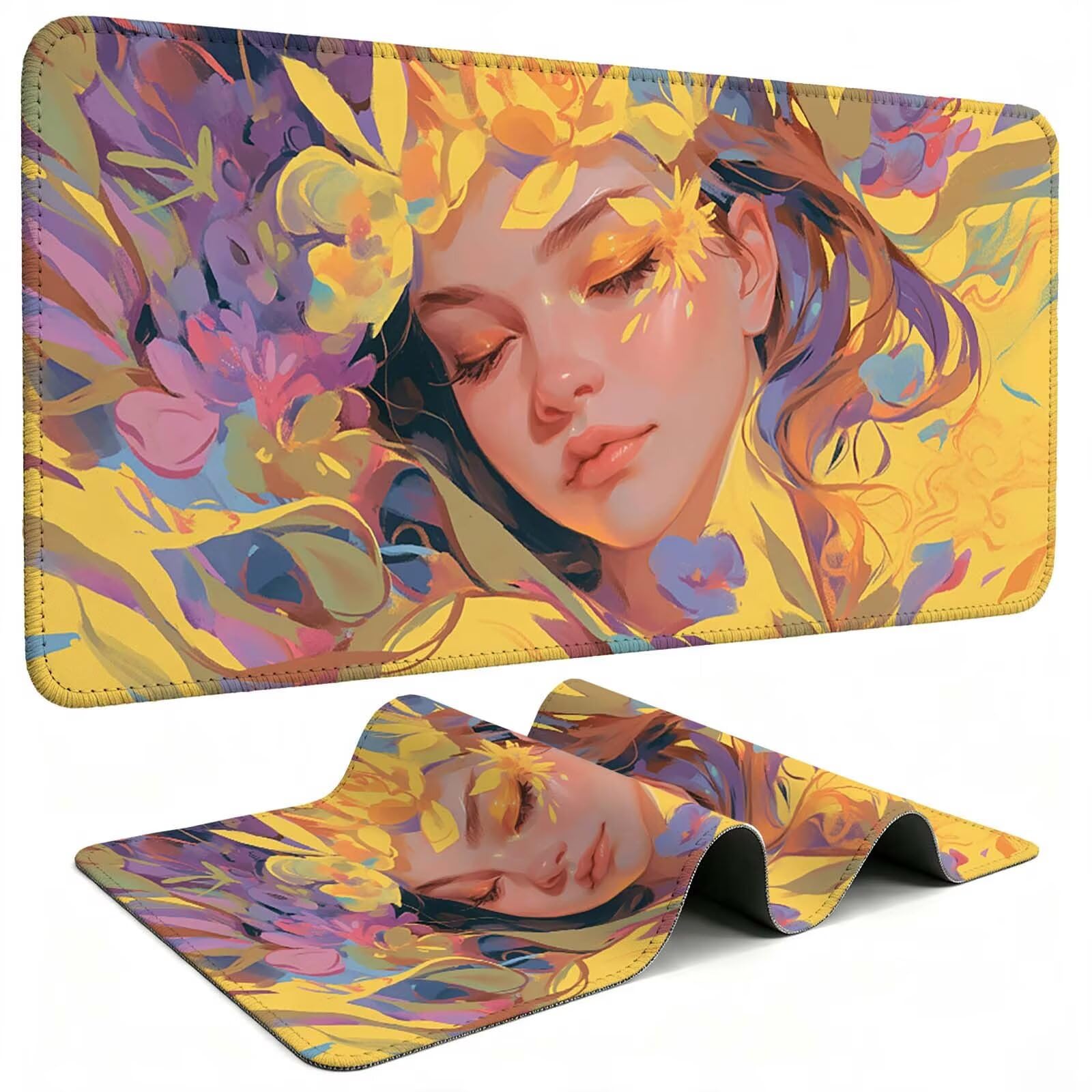 Tapis de Souris Gaming, Jaune sous Main Bureau XXL 1200x600cm g811g-487