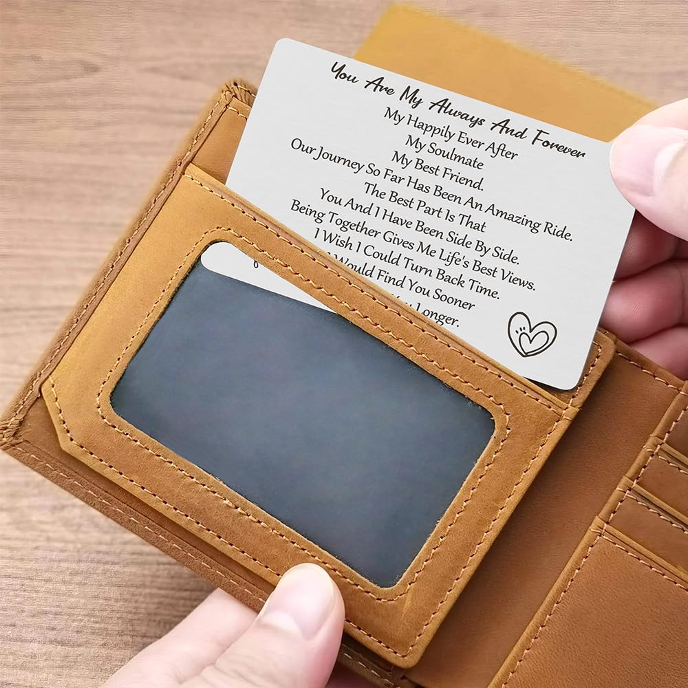 Vesberkl Engraved Wallet Card For Husband Or Wife - Personalized Keepsake Card For Your Partner