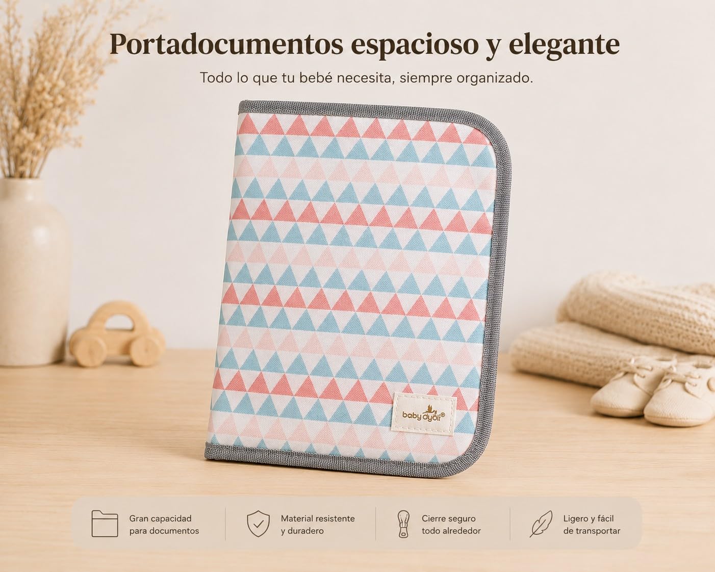 Portadocumentos para bebé BabyDyoli | Organizador de aseo unisex para tarjetas, pasaportes y papeles | Portadocumentos de viaje para recién nacidos | Estuche con cremallera de poliéster | Tribal