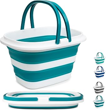 Large Collapsible Mop Bucket, 16L4.2 Gallon Plastic Bucket for House Cleaning, Car Washing, Silicone Cleaning Supplier Organizer, Portable Basket with Handle for Laundry Storage, RV Camping, Fishing