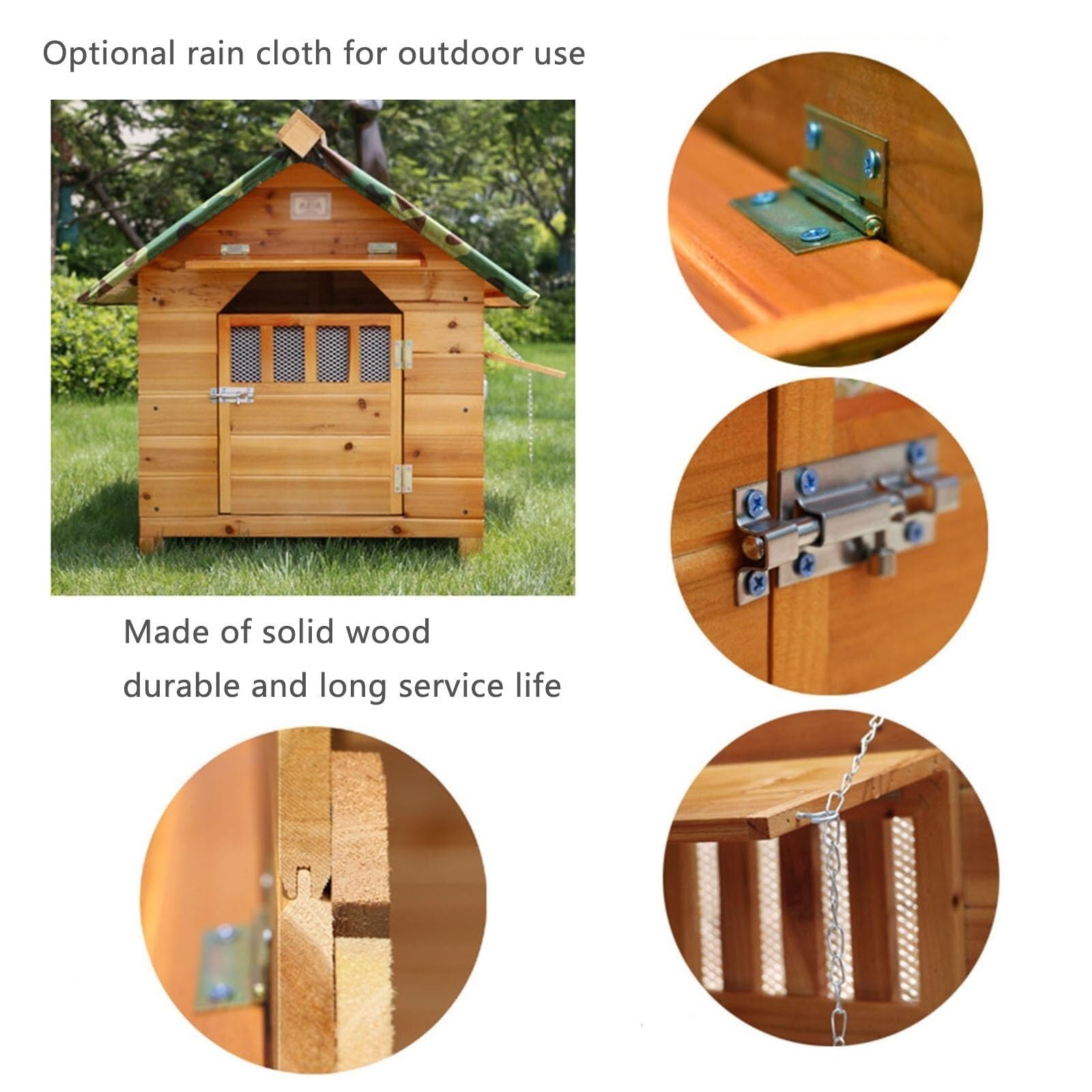 Hundehütte für den Außenbereich, aus Holz, mit Anti-Biss-Design, Belüftung, leicht zu reinigen und zusammenzubauen, für kleine bis mittelgroße Hunde, Katzen und Kaninchen (Größe XL)